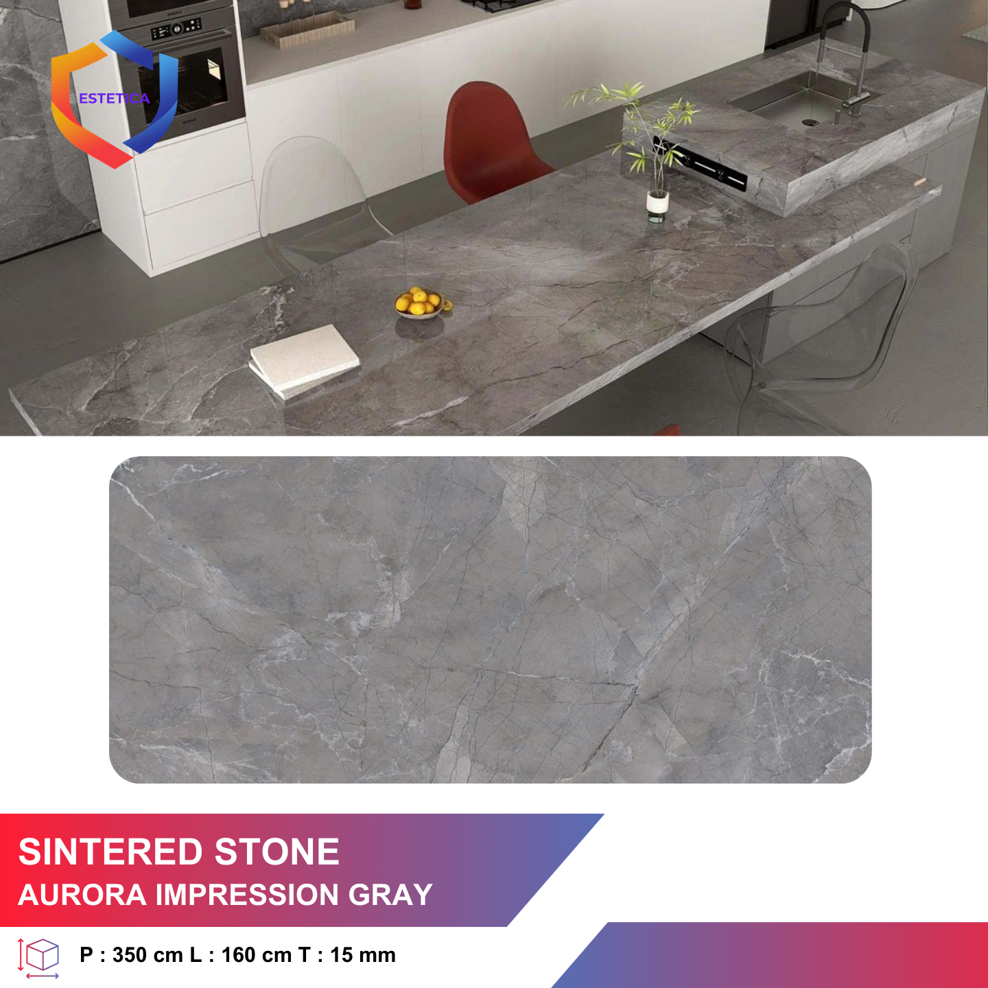 Sintered Stone Aurora Impression Gray