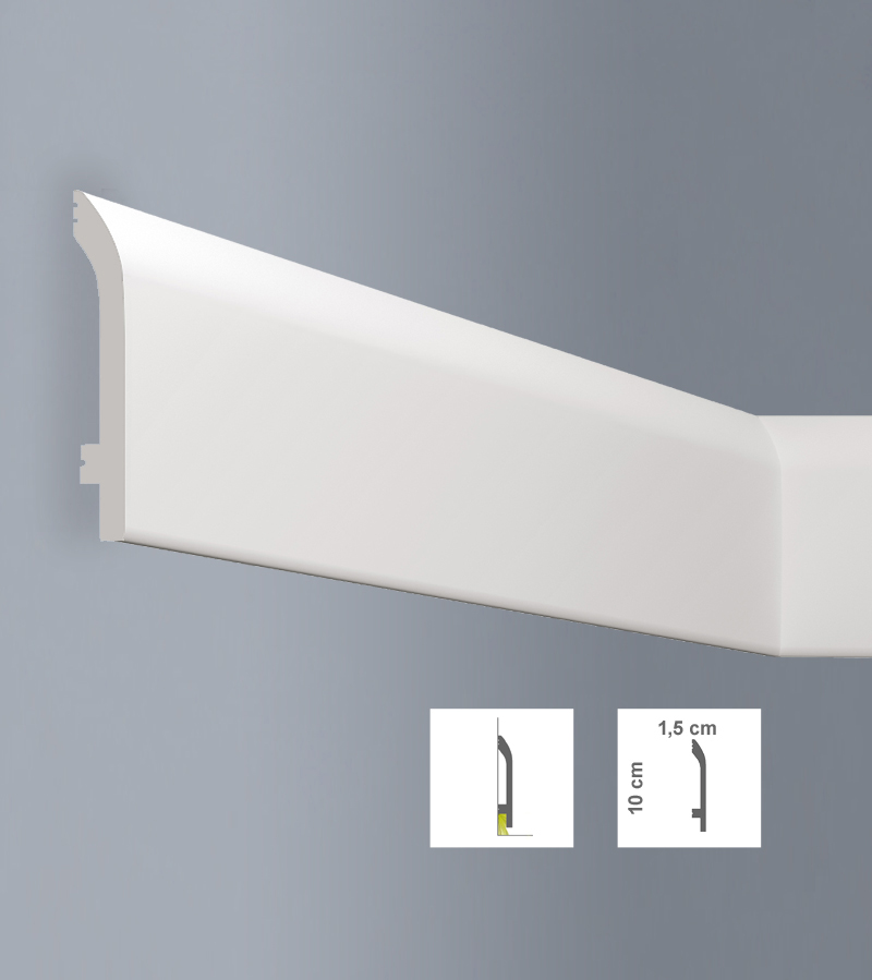 Plintă decorativă albă din polimer dur L10015 - NF100