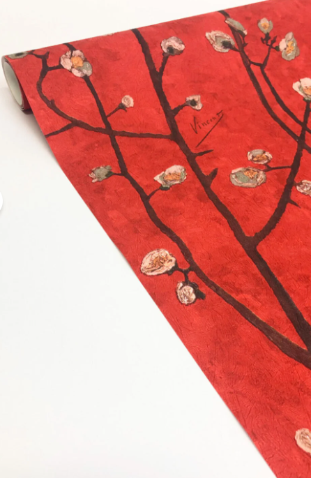 Tapet floral roșu Van Gogh flori de cires 220020