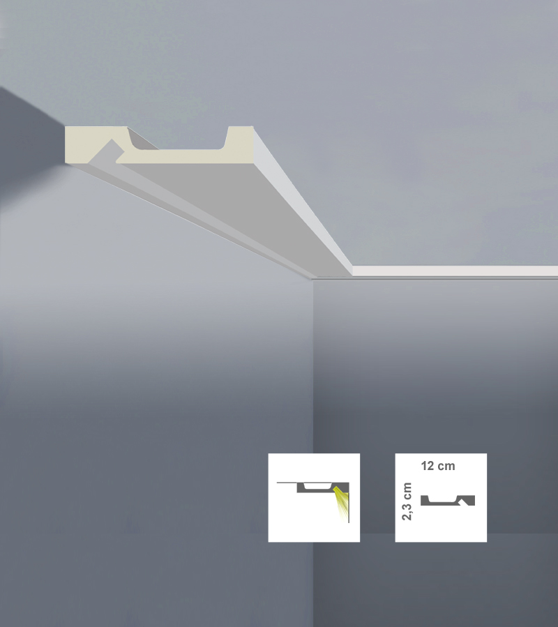 Cornisă decorativă pentru tavan din poliuretan C3123L