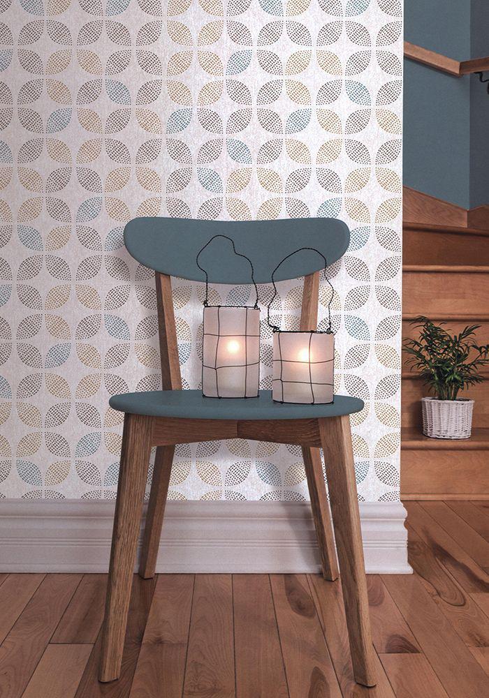 Tapet geometric pe fond alb 579427