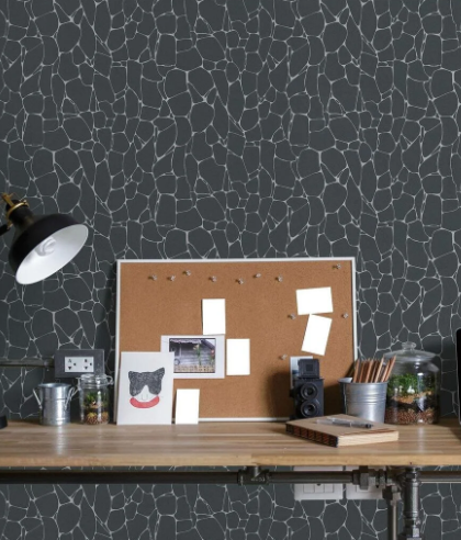 Tapet decorativ cu model geometric negru 10032-15