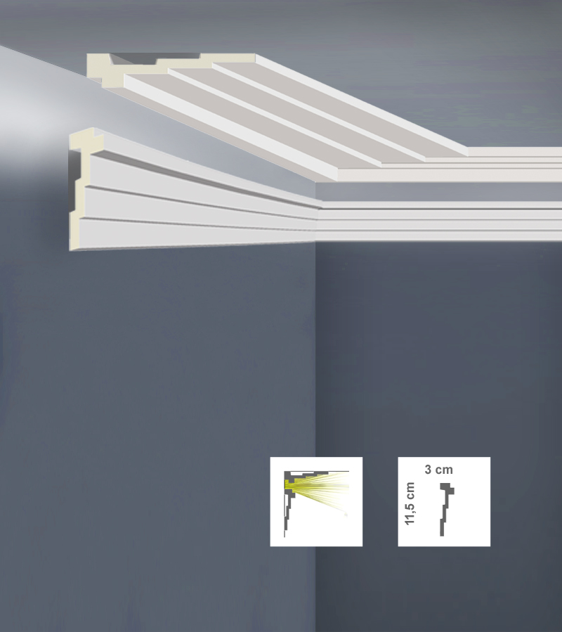 Cornisă decorativă pentru iluminat LED din poliuretan C3116L