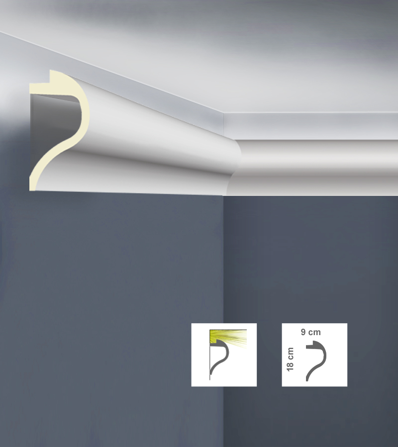 Cornisa decorativă pentru tavan poliuretan LED C3182L