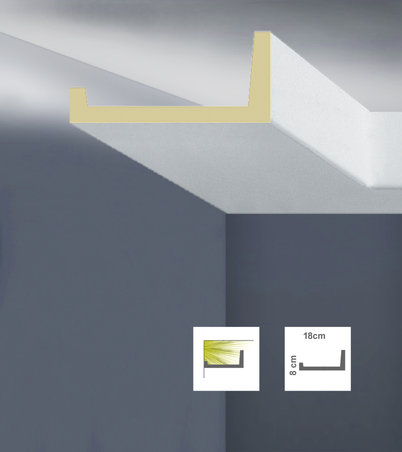 Cornisa LED pentru tavan din poliuretan C3181TL