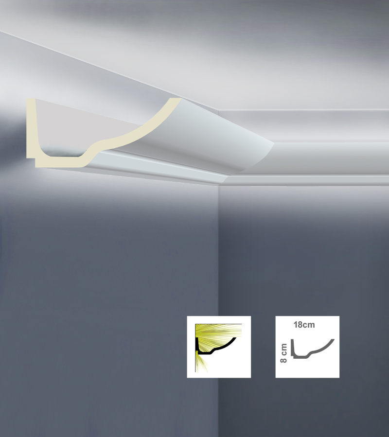 Profil decorativ pentru iluminat LED poliuretan C3180L