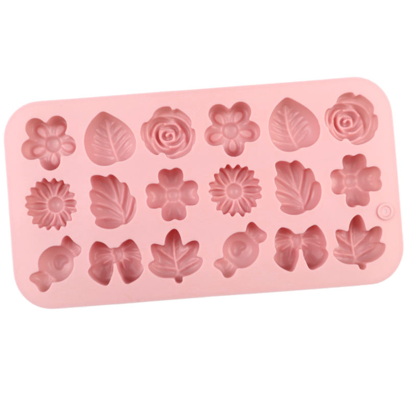 18-Hole Flower & Leaf Shape Silicone Chocolate Mold