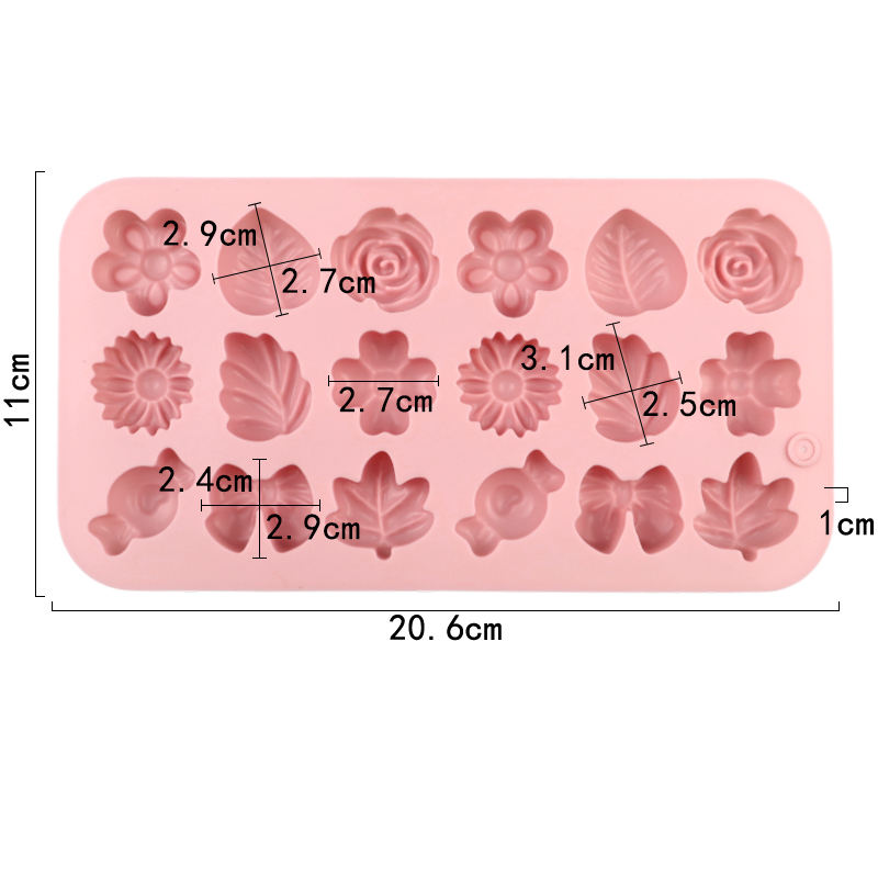 18-Hole Flower & Leaf Shape Silicone Chocolate Mold