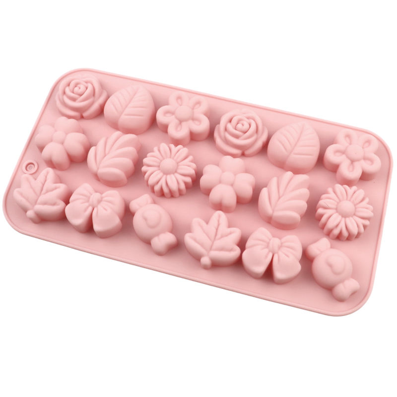 18-Hole Flower & Leaf Shape Silicone Chocolate Mold