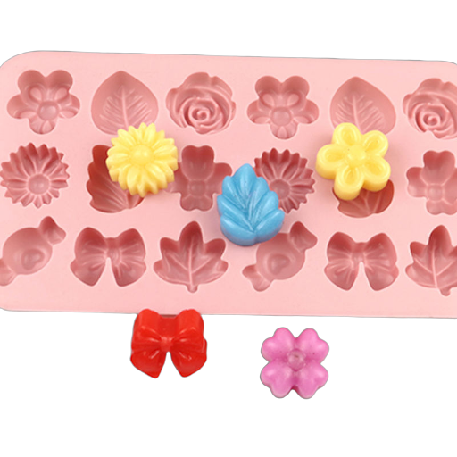 18-Hole Flower & Leaf Shape Silicone Chocolate Mold