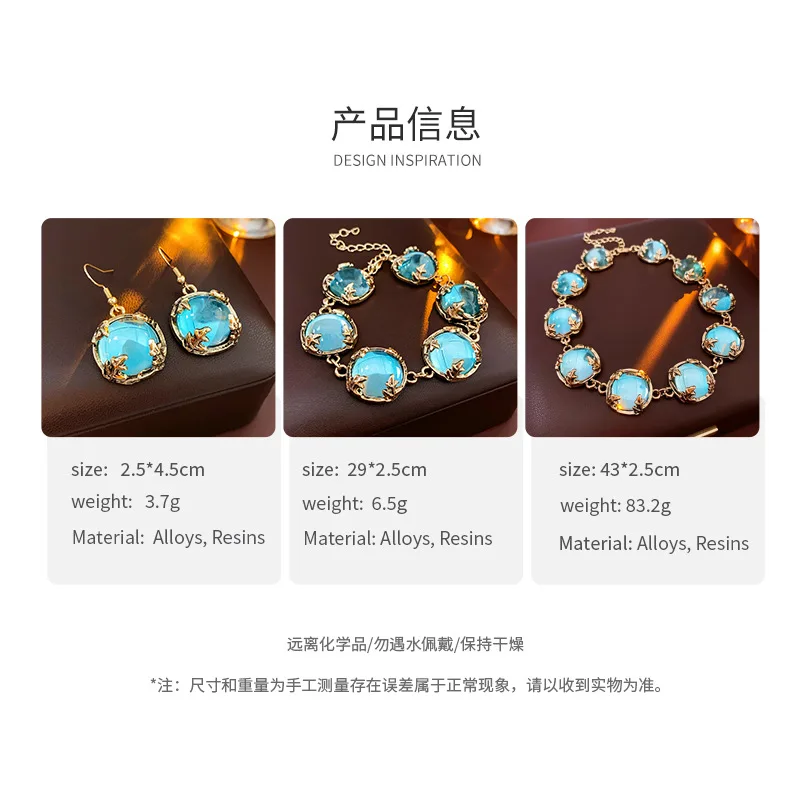 Retro Resin Geometric Round Collarbone Necklace Simple Light Luxury Elegant Women