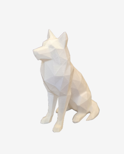 Lowpoly wolf – 3D geprint beeldje