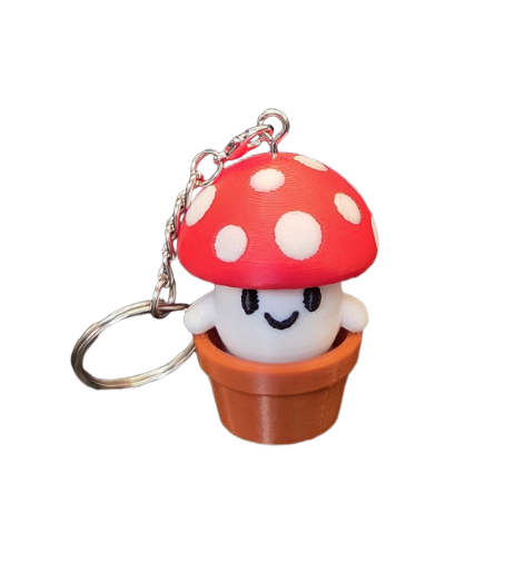 Champignon sleutelhanger – schattig 3D geprint figuurtje