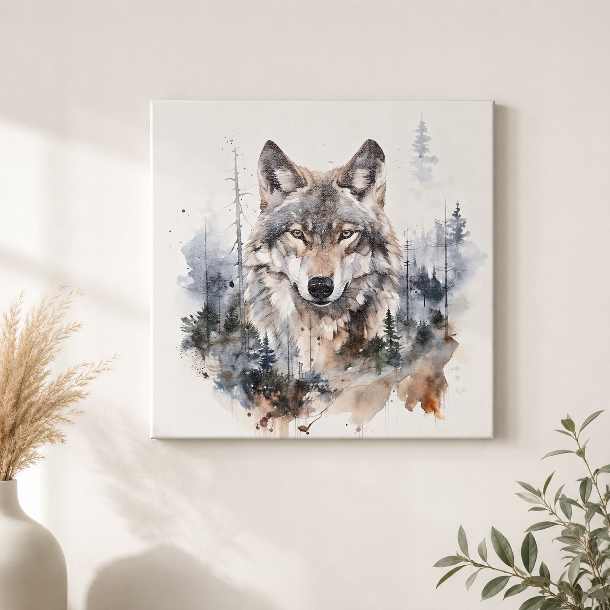 UV-geprint canvas wolf – decoratieve wanddecoratie