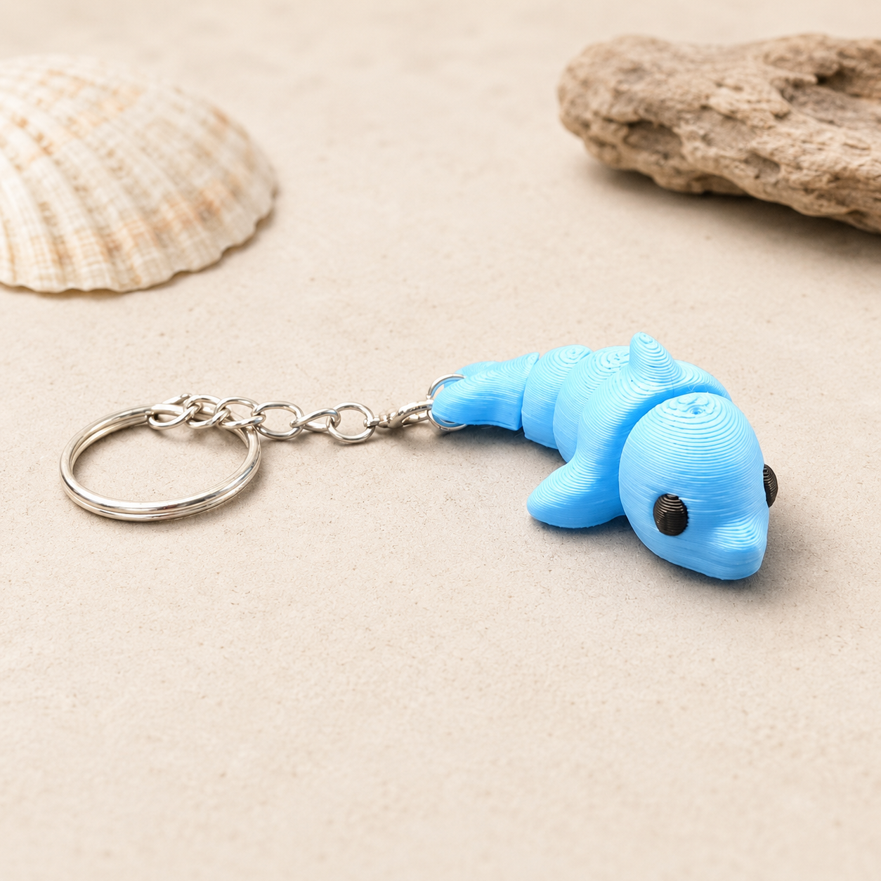 Flexi dolfijn – beweegbaar 3D-geprint figuur / sleutelhanger