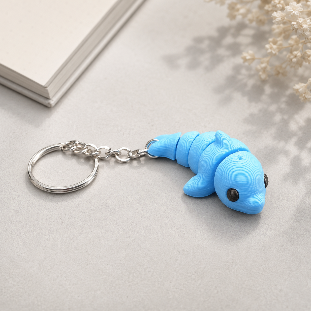 Flexi dolfijn – beweegbaar 3D-geprint figuur / sleutelhanger