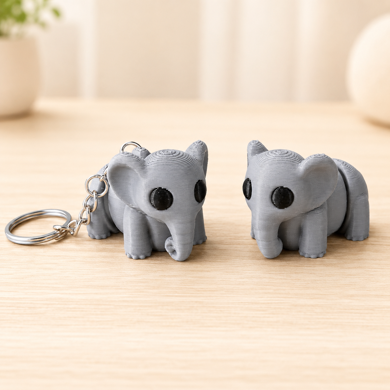 Flexi olifant – beweegbaar 3D-geprint figuur / sleutelhanger