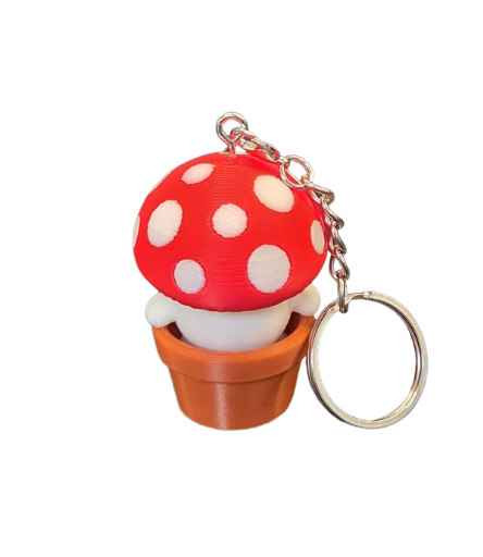 Champignon sleutelhanger – schattig 3D geprint figuurtje