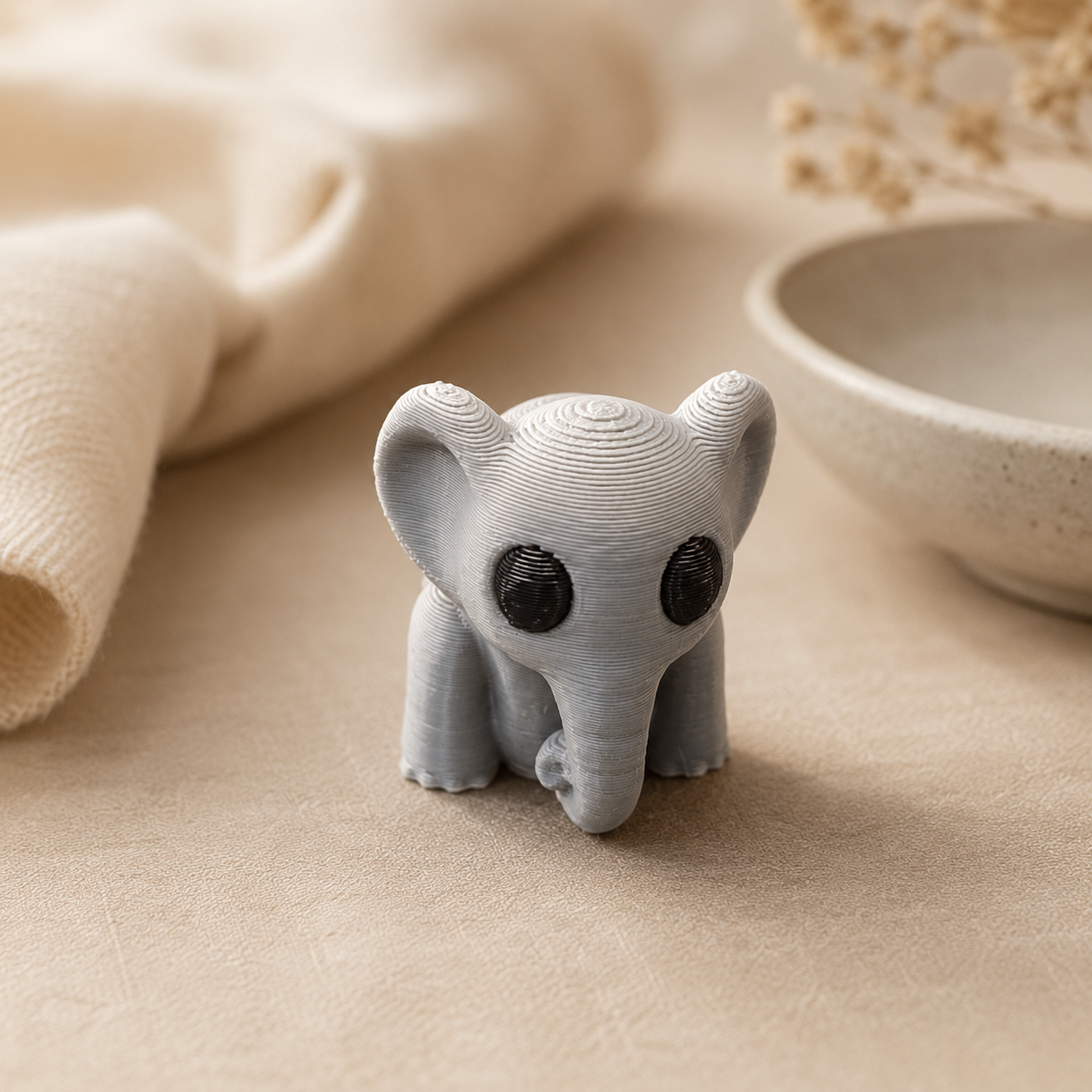 Flexi olifant – beweegbaar 3D-geprint figuur / sleutelhanger
