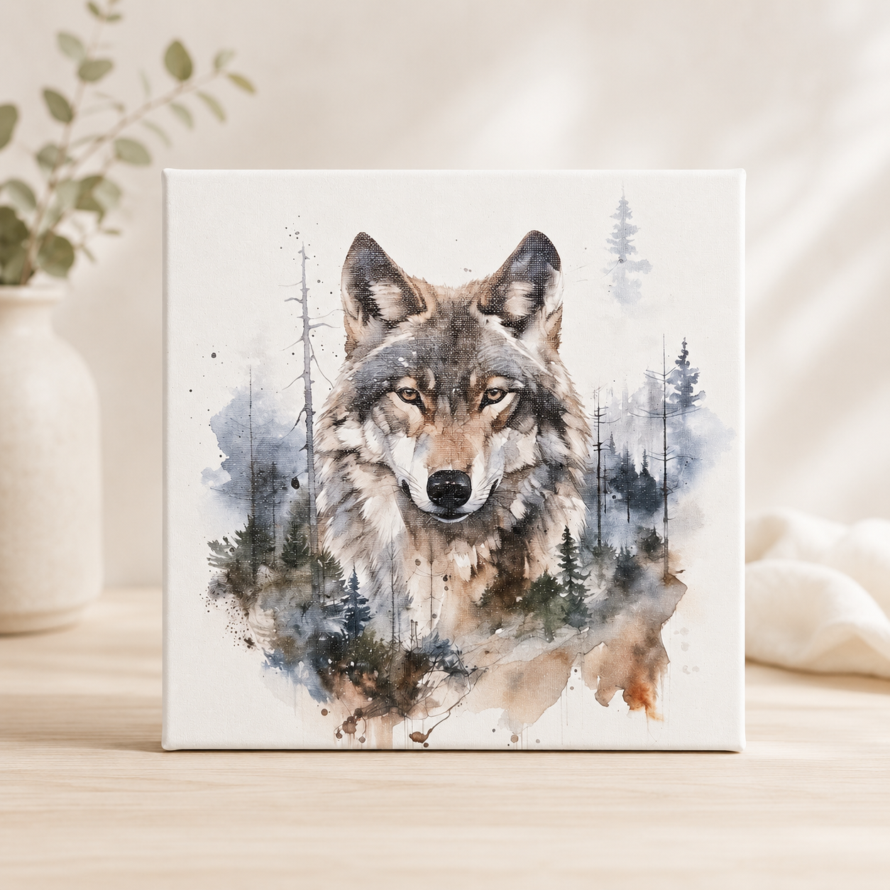 UV-geprint canvas wolf – decoratieve wanddecoratie