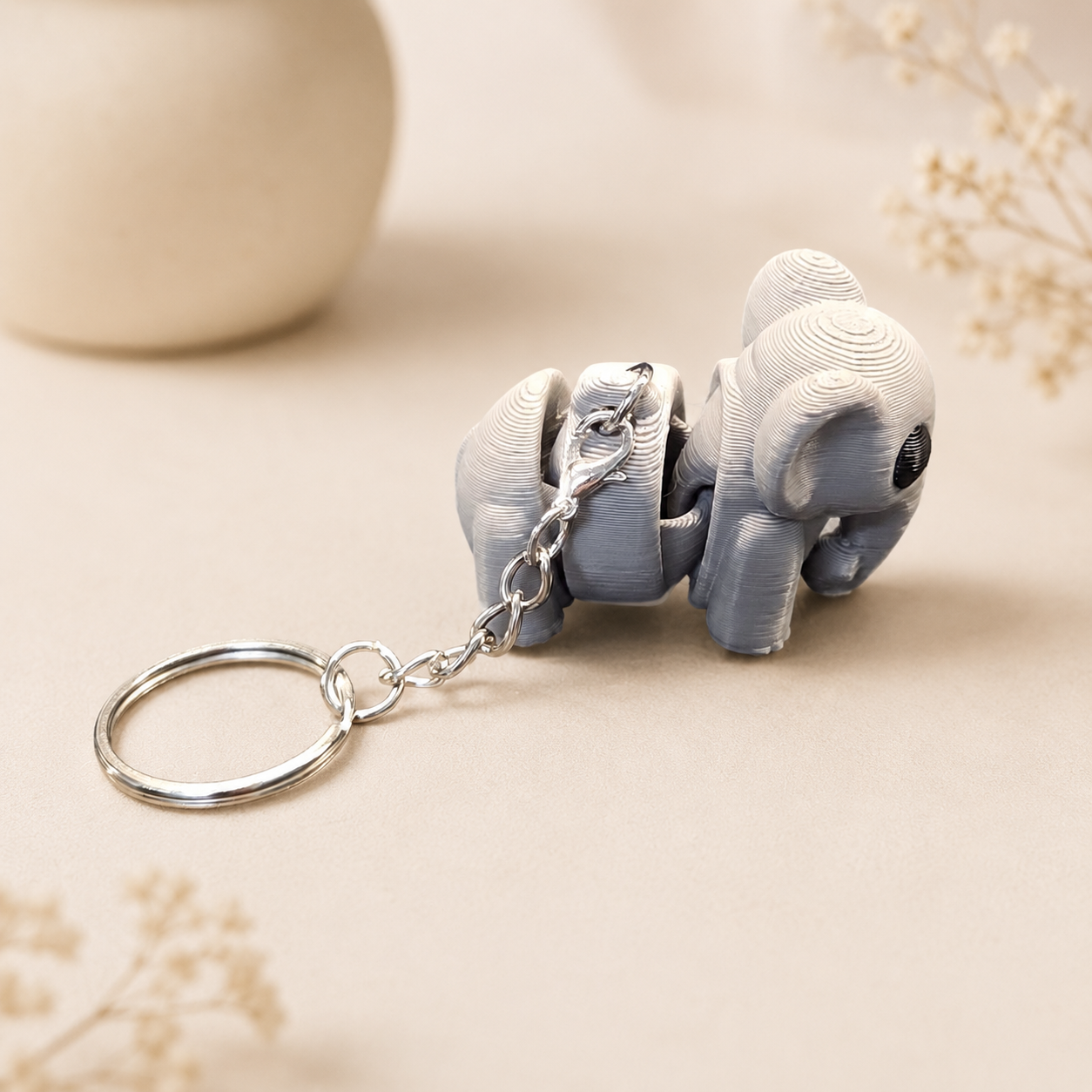 Flexi olifant – beweegbaar 3D-geprint figuur / sleutelhanger