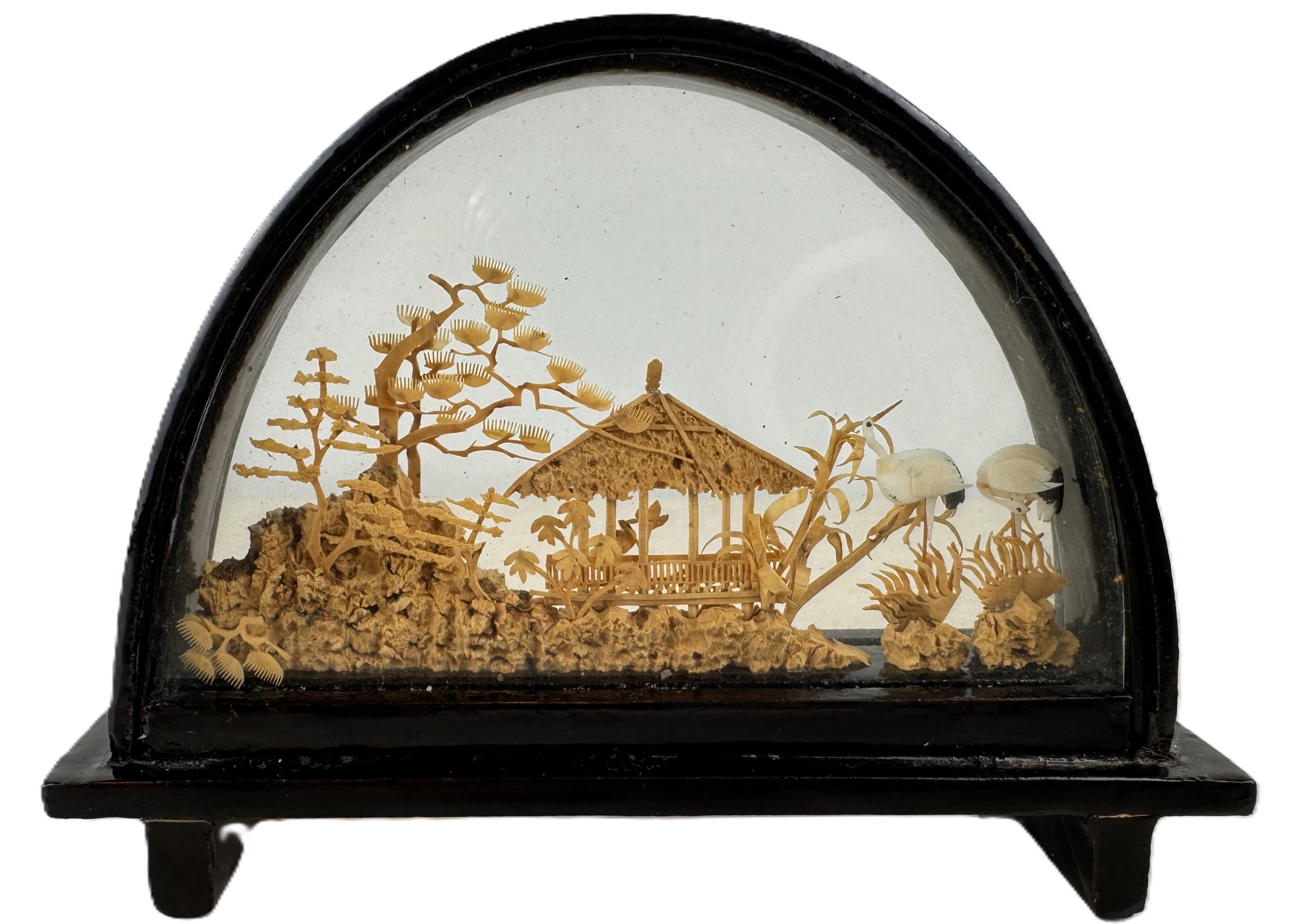 LOTE 7- DIORAMA CHINO de corcho tallado bajo vidrío 1970-1990 - 40 EUR.-