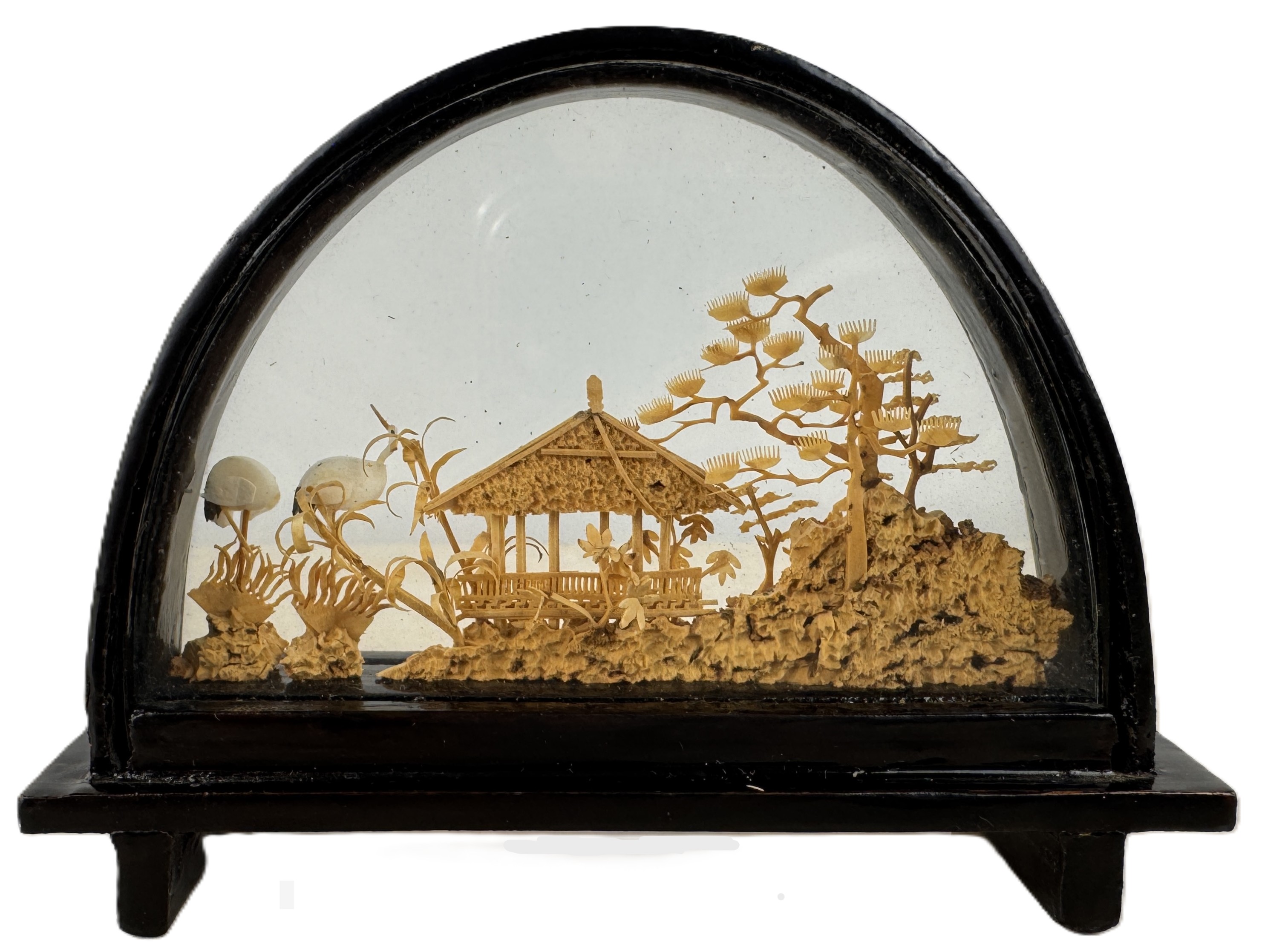 LOTE 7- DIORAMA CHINO de corcho tallado bajo vidrío 1970-1990 - 40 EUR.-