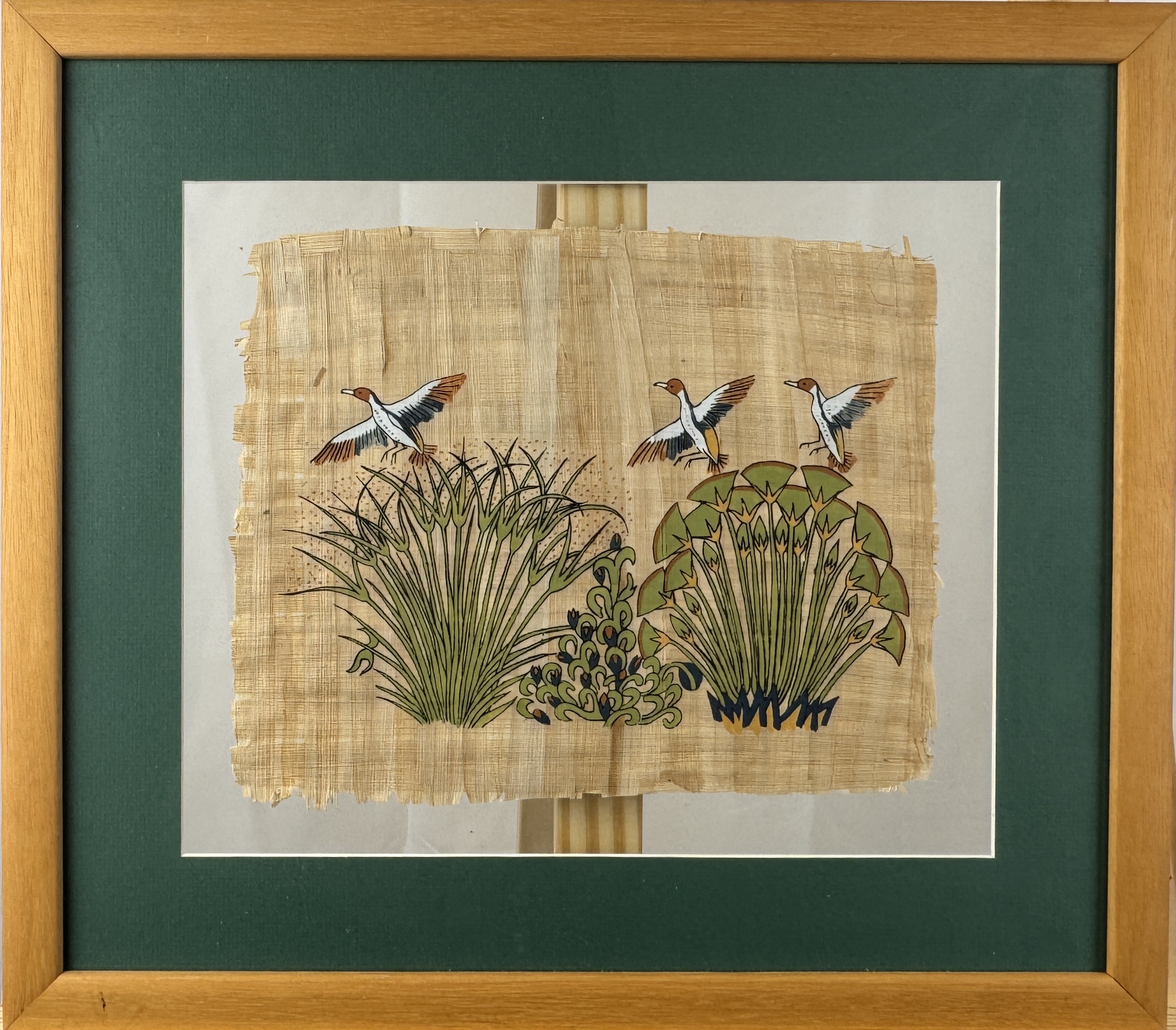 LOTE 24-  Conjunto de 5 Papiros modernos / Conjunto de cinco obras en pigmento sobre papiro moderno. Precio de salida 30/40 eur.