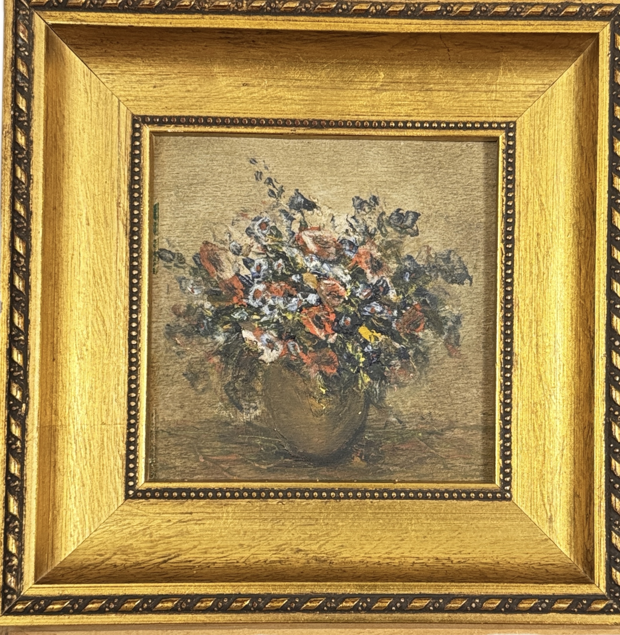 LOTE 23- ANONIMO- "Ramo de flores abiertas en un jarron". Precio de salida 10/15 eur.