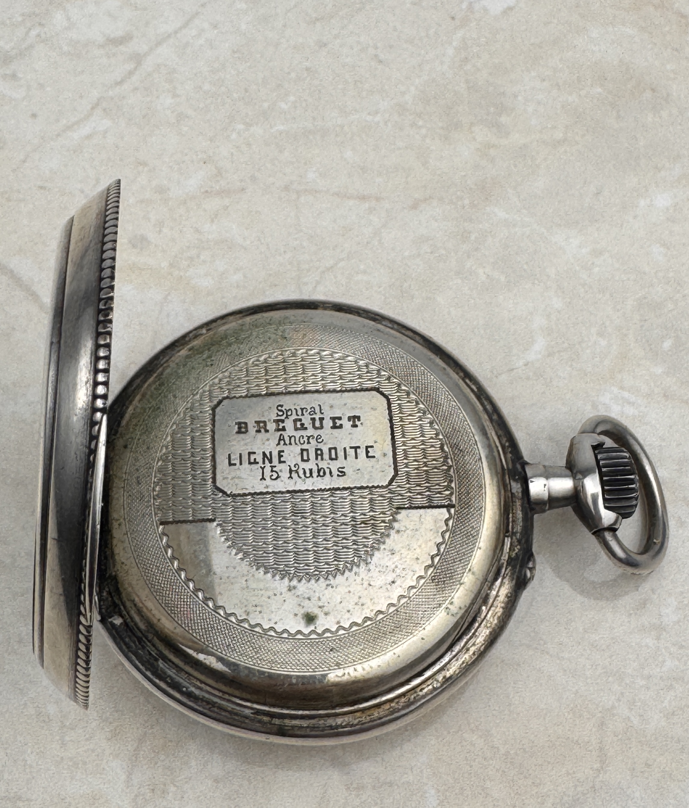 LOTE 27- BREGUET - Reloj de plata, espiral BREGUET numero 445225, monogramada N.W. - 100/130 eur.