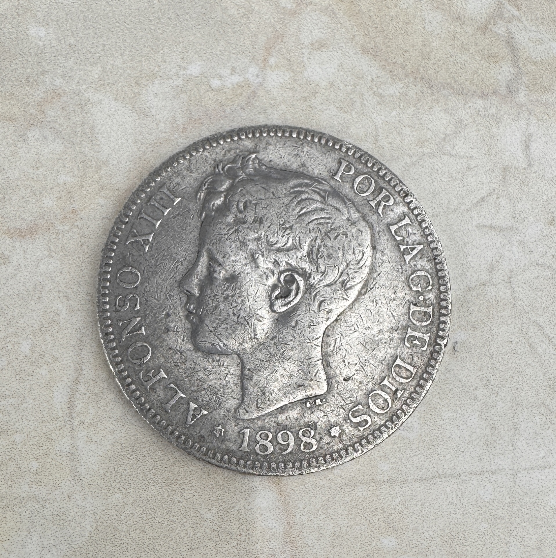 Lote 67- ALFONSO XII (niño) - Moneda de plata de 5 pesetas 1898  50/60 euros