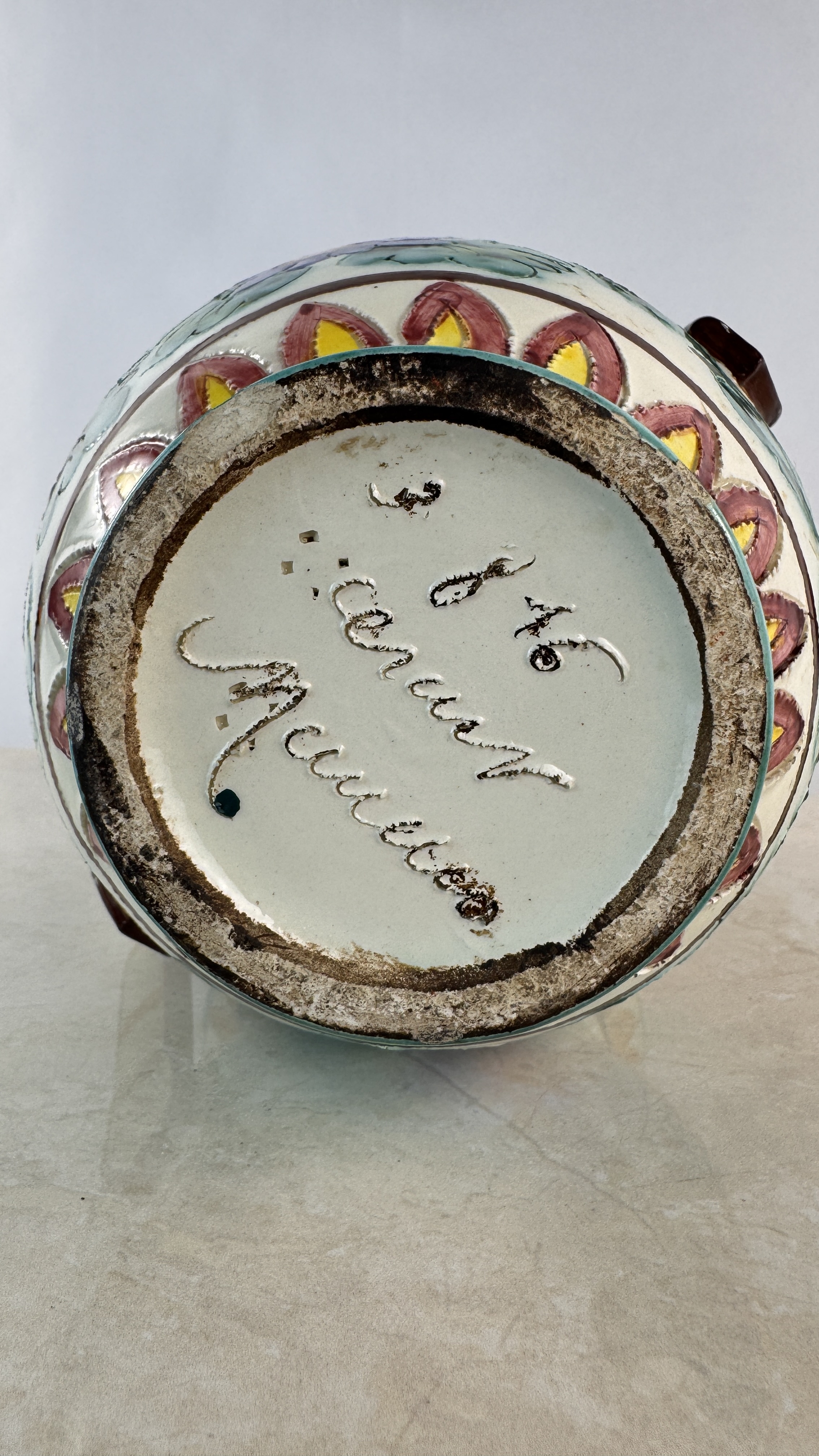 Lote 87- CERART Monaco- Jarrón de ceramica esmaltada. firmado 7/10 eur. 