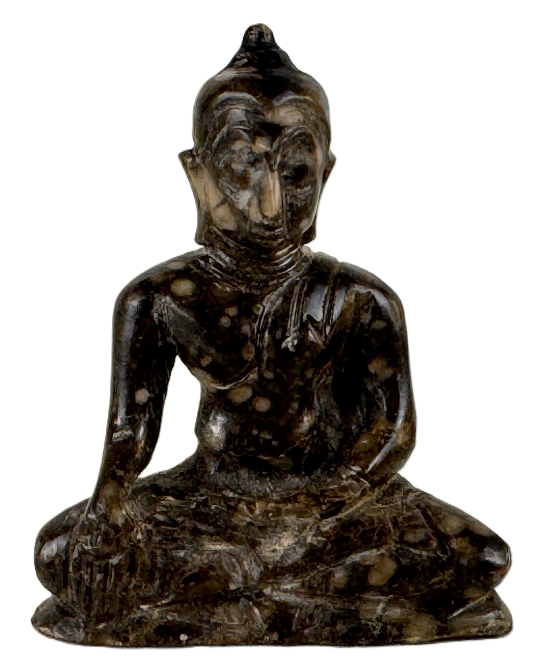 Lote 9- BUDA en Bhumisparsha mudra de marmol fosilífero.- 50 eur.