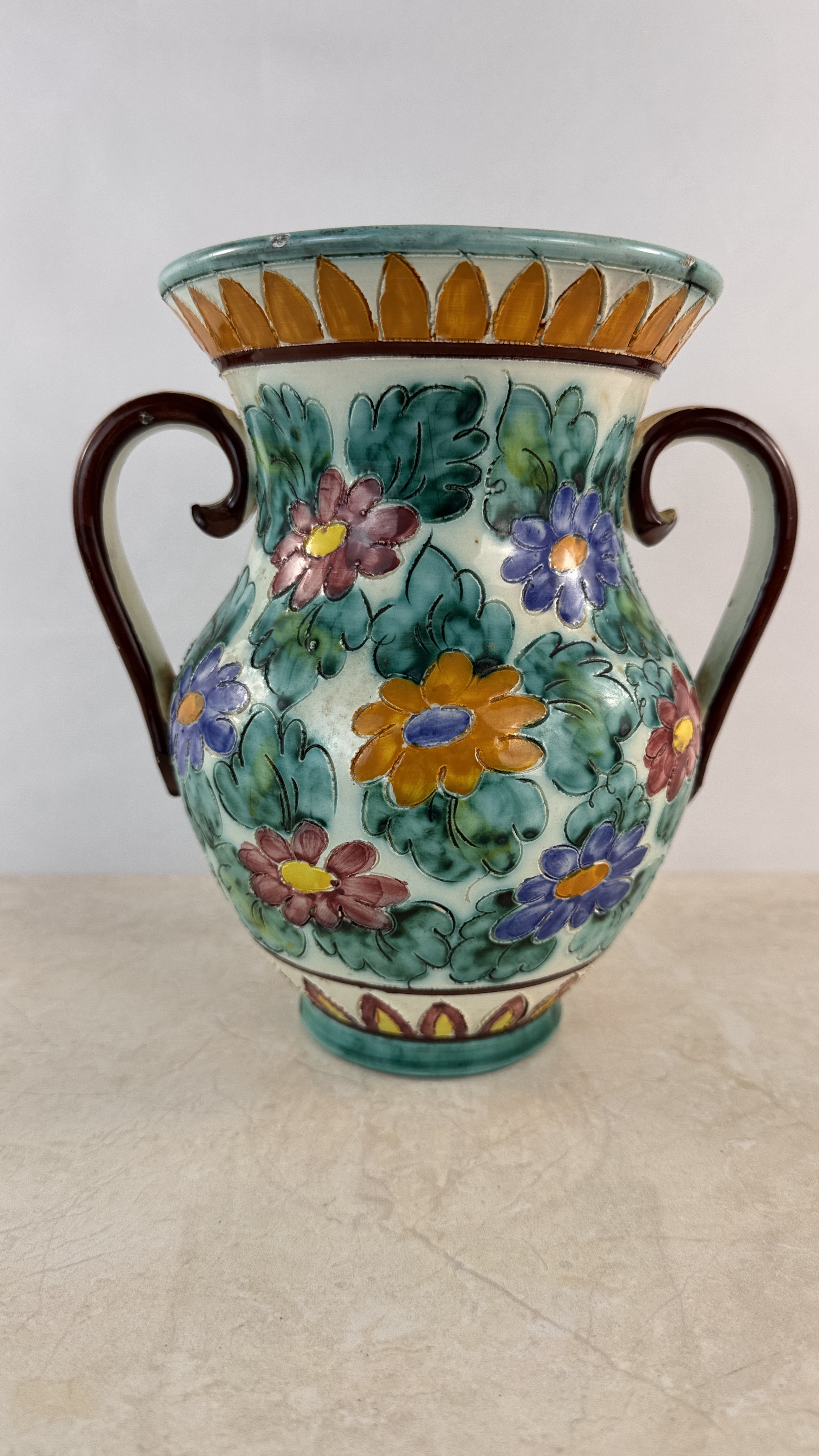 Lote 87- CERART Monaco- Jarrón de ceramica esmaltada. firmado 7/10 eur. 