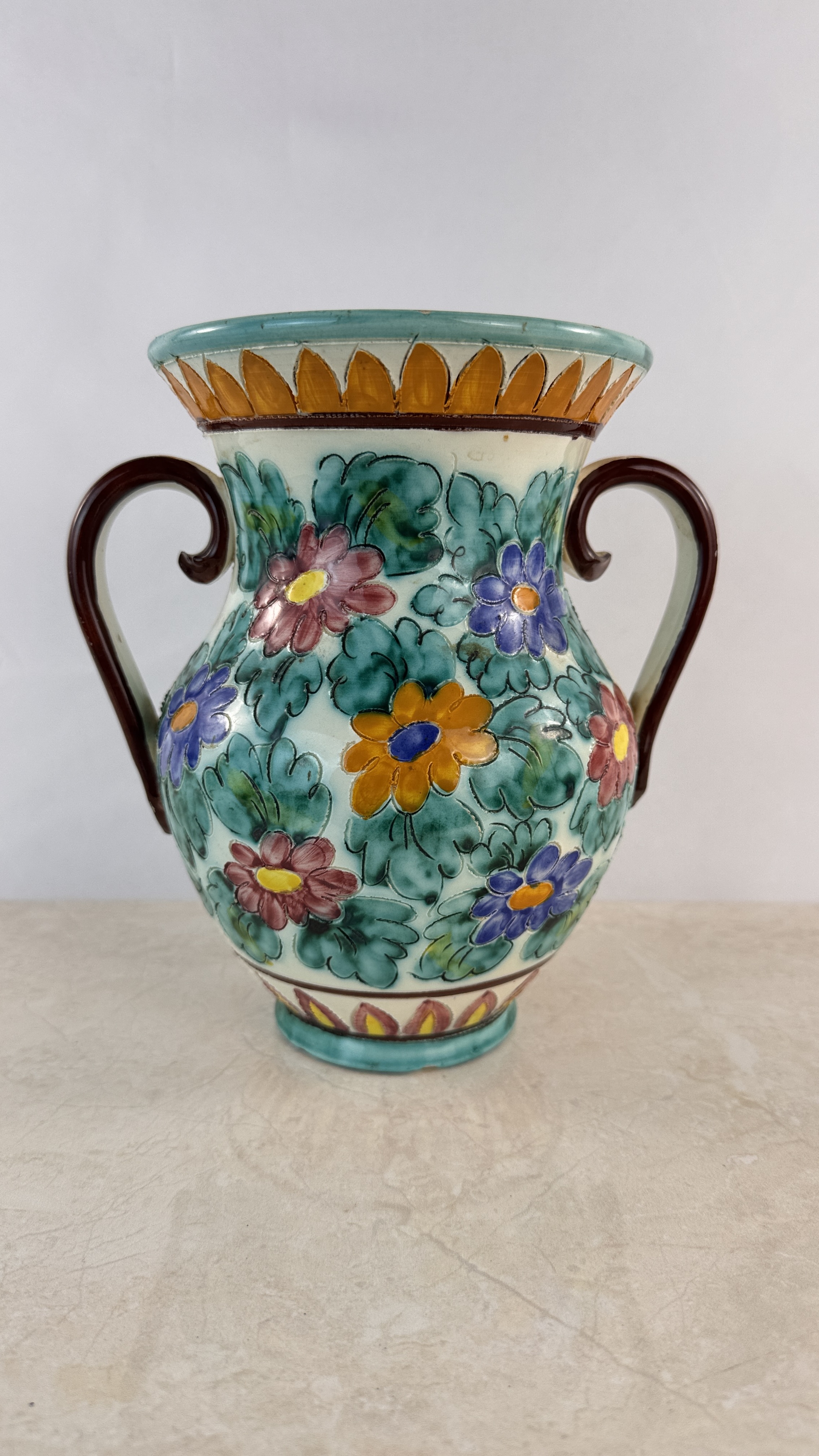 Lote 87- CERART Monaco- Jarrón de ceramica esmaltada. firmado 7/10 eur. 