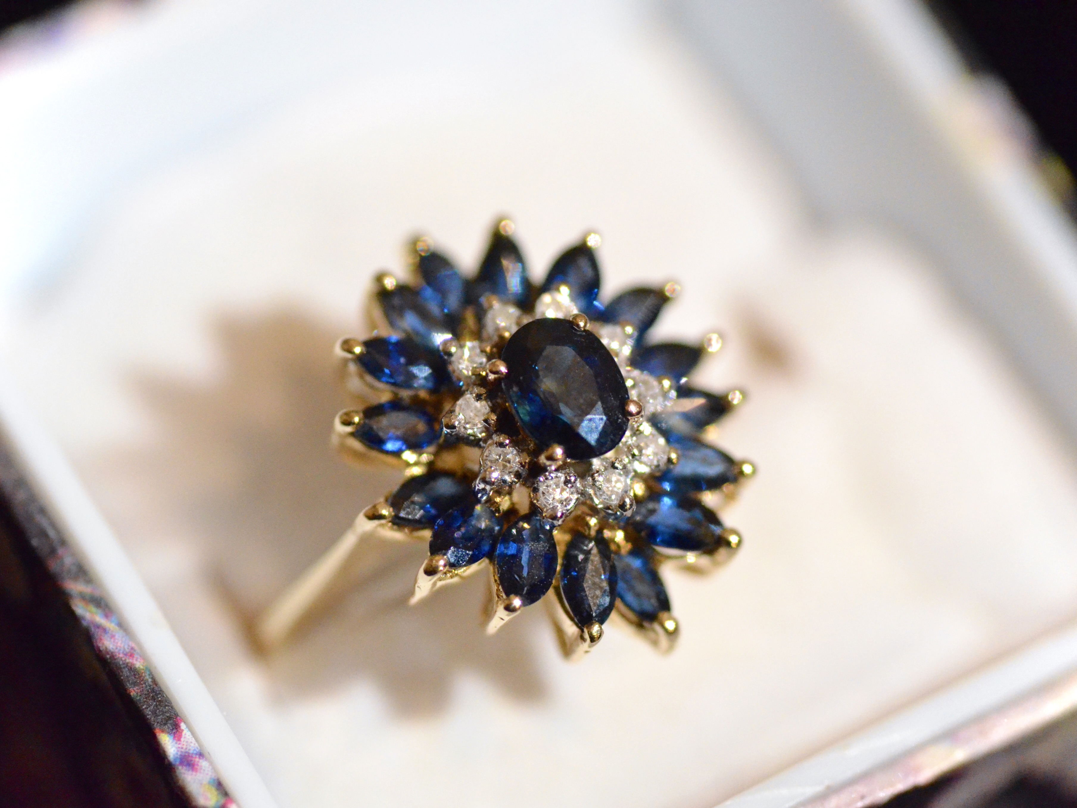Blue Sapphire Set Flower Ring 