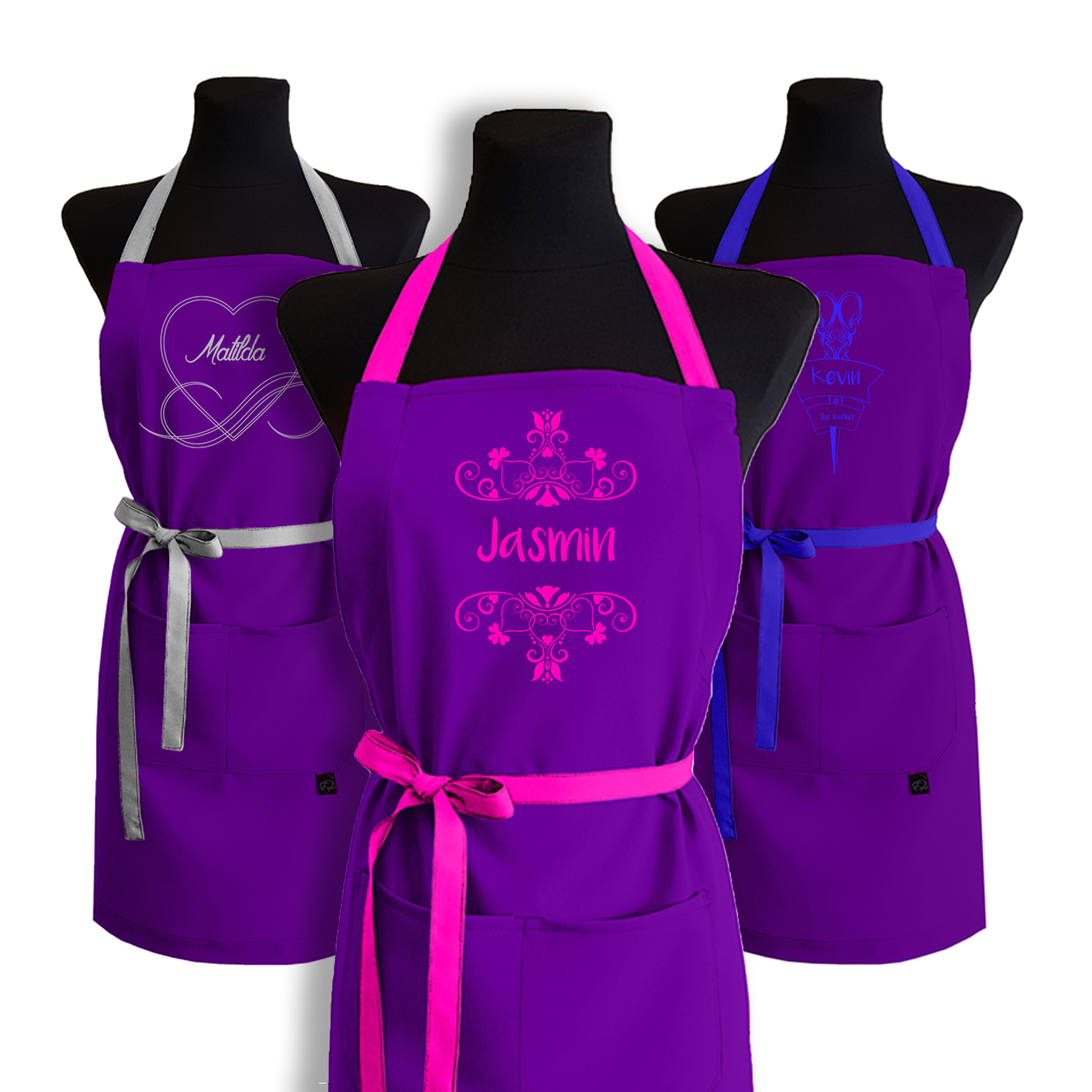 Violets gabardīna priekšauts ar PERSONALIZĒTU APDRUKU