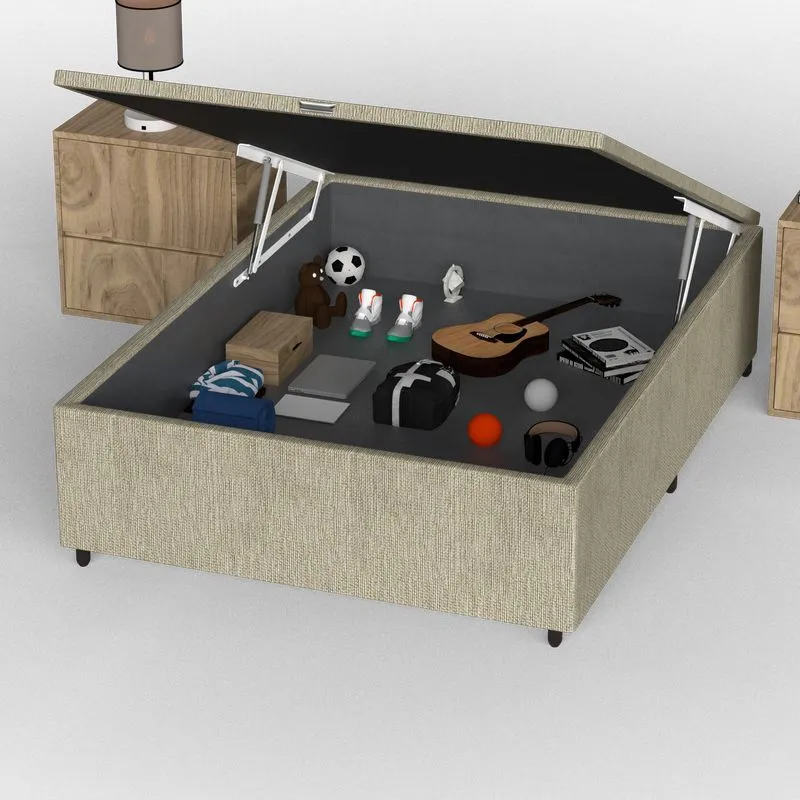 Box Baú Viúva Probel Luxo Rústico Bege (128x188x40cm)