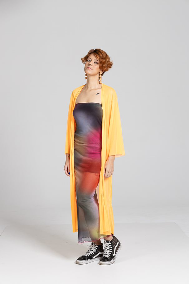 Kimono Transparente Laranja