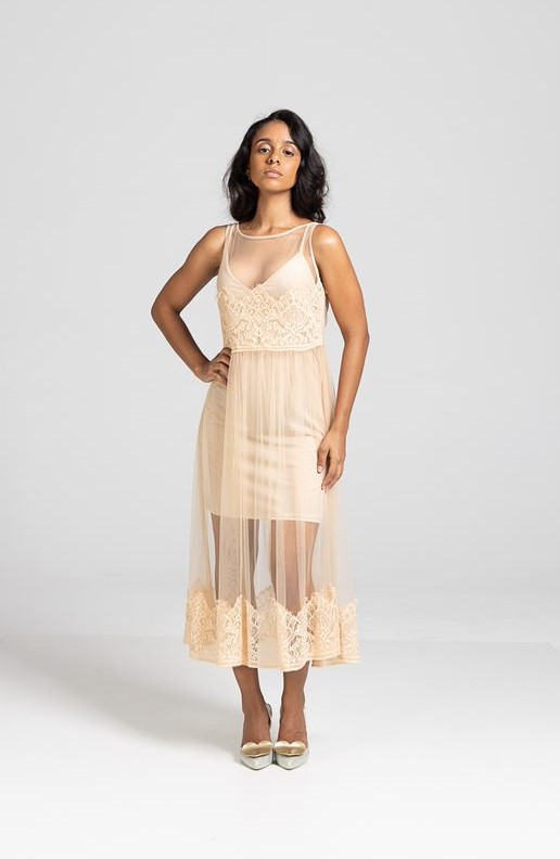 Vestido Rosa Rendado