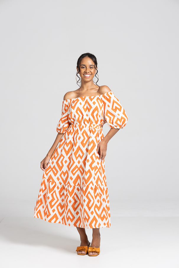 Vestido Estampado Laranja