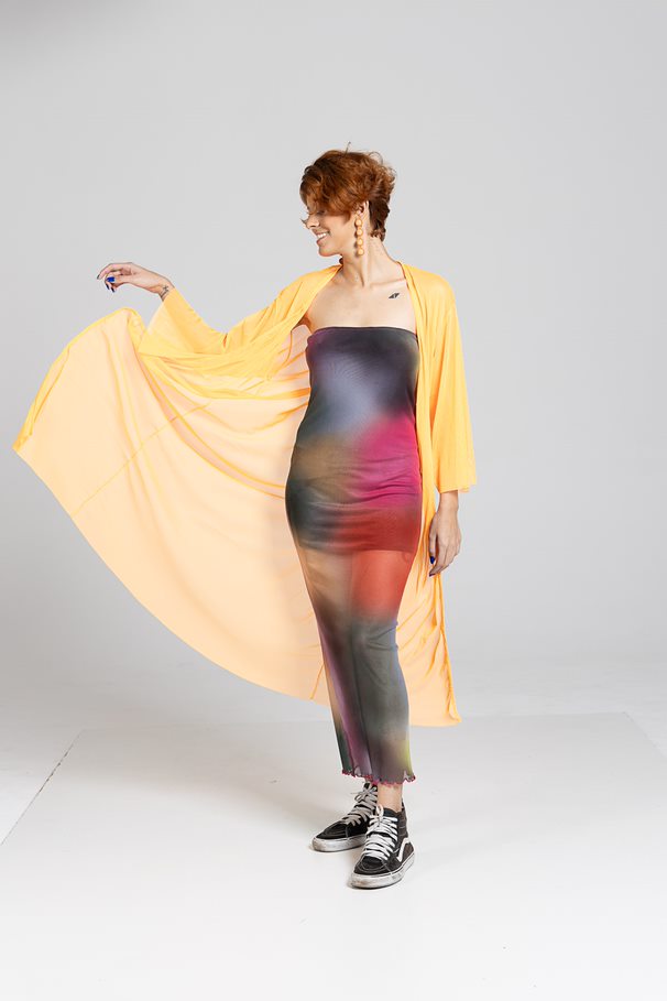 Kimono Transparente Laranja