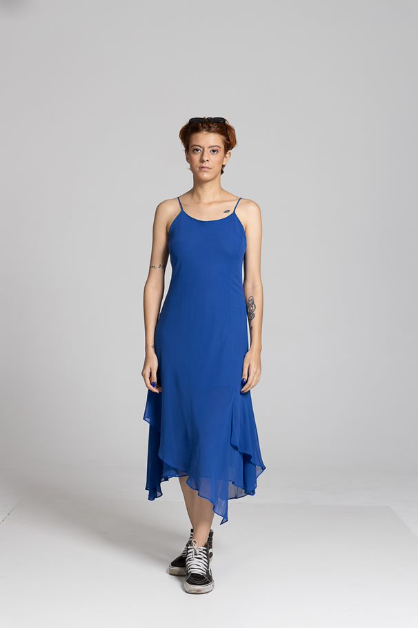 Vestido Festa Azul Midi