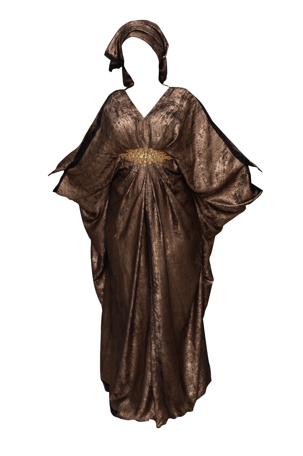 Robe caftan velours marron