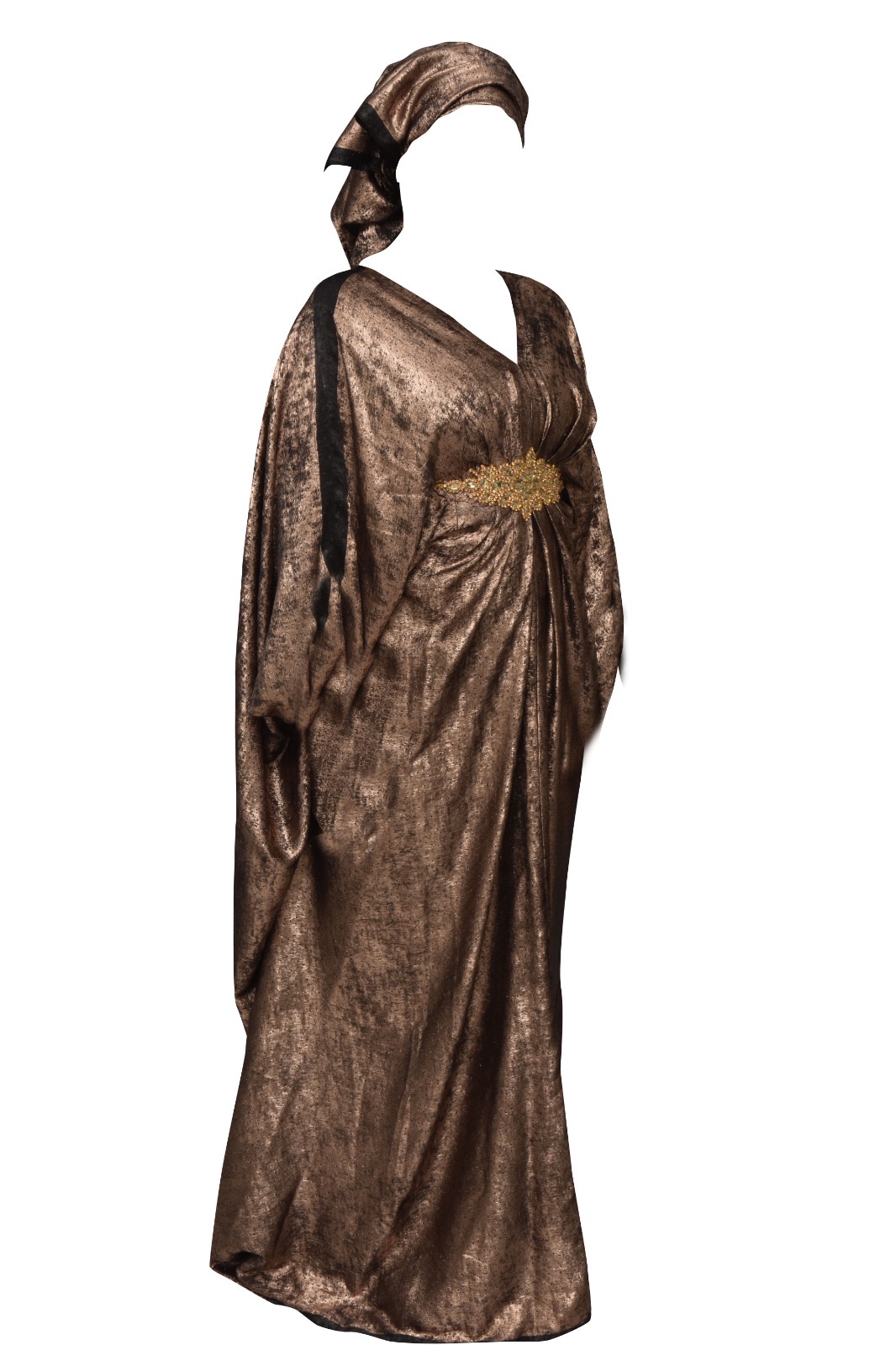 Robe caftan velours marron
