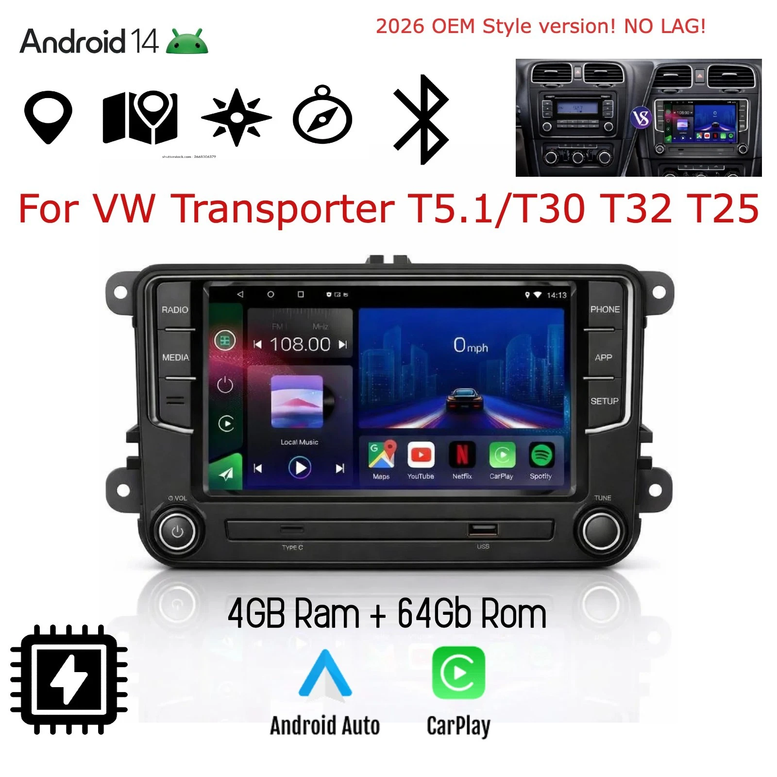 Drive9 Android 15 Car Stereo for Volkswagen, SEAT & Škoda | Wireless CarPlay & Android Auto | 4GB RAM / 64GB ROM | Plug & Play