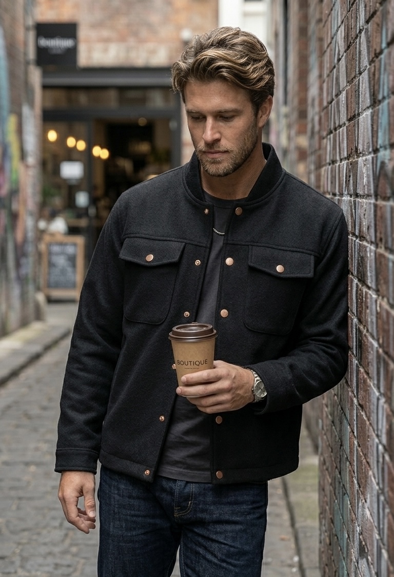 Men's Black Wool Jacket