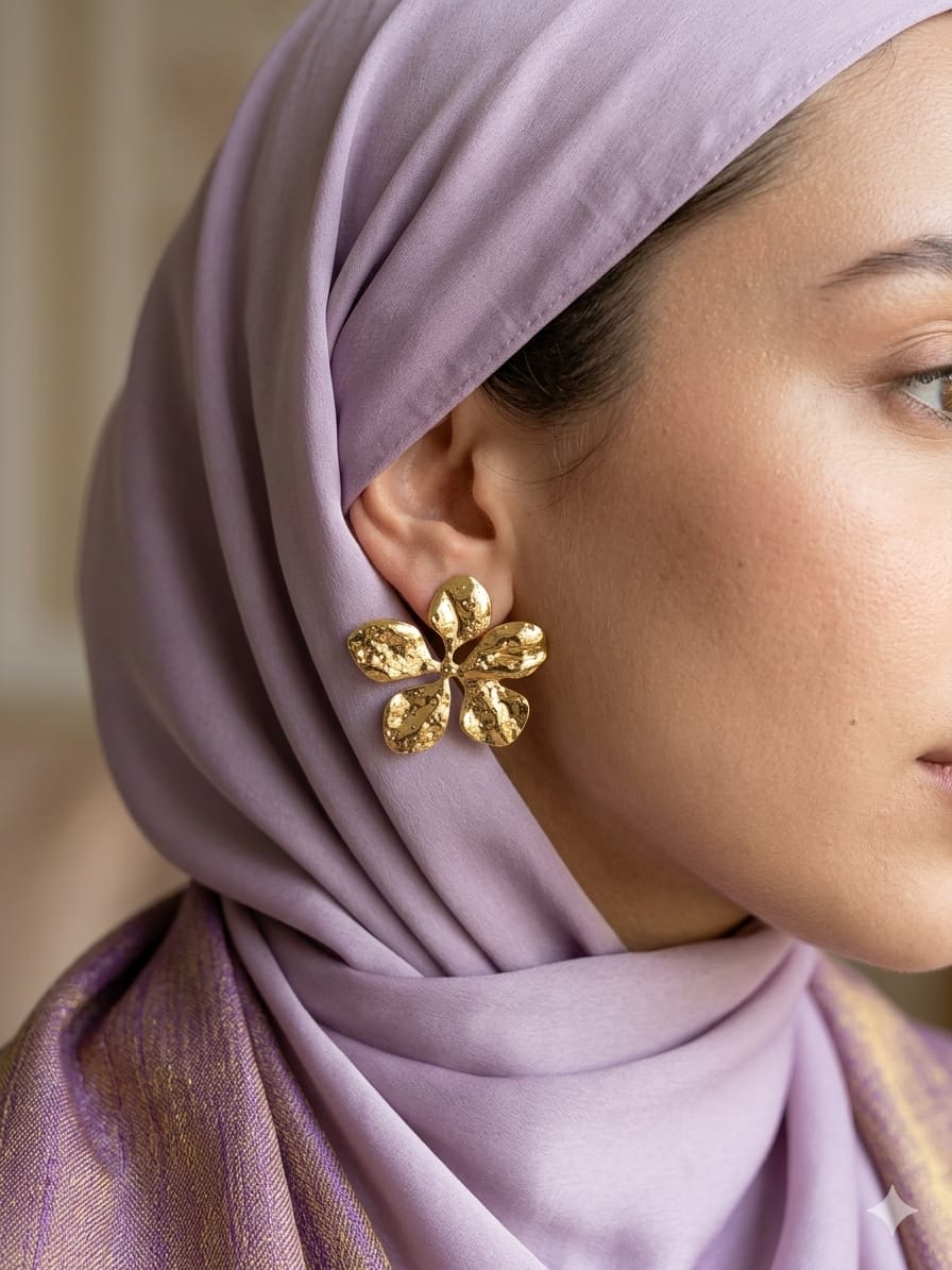 Flower gold-plated earrings