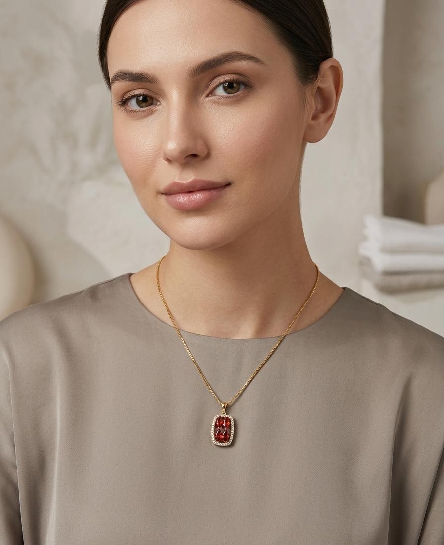 Ruby statement gold plated necklace