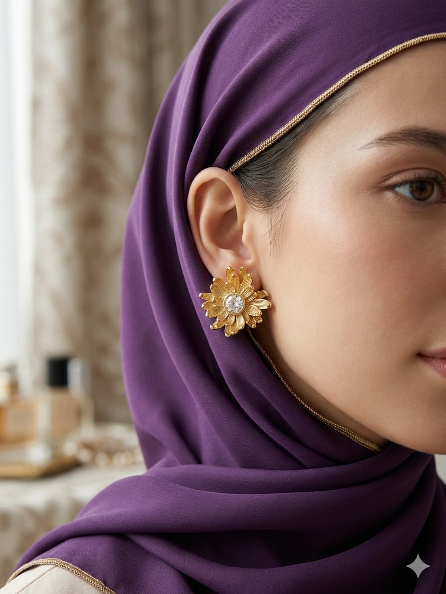 Flower gold-plated earrings
